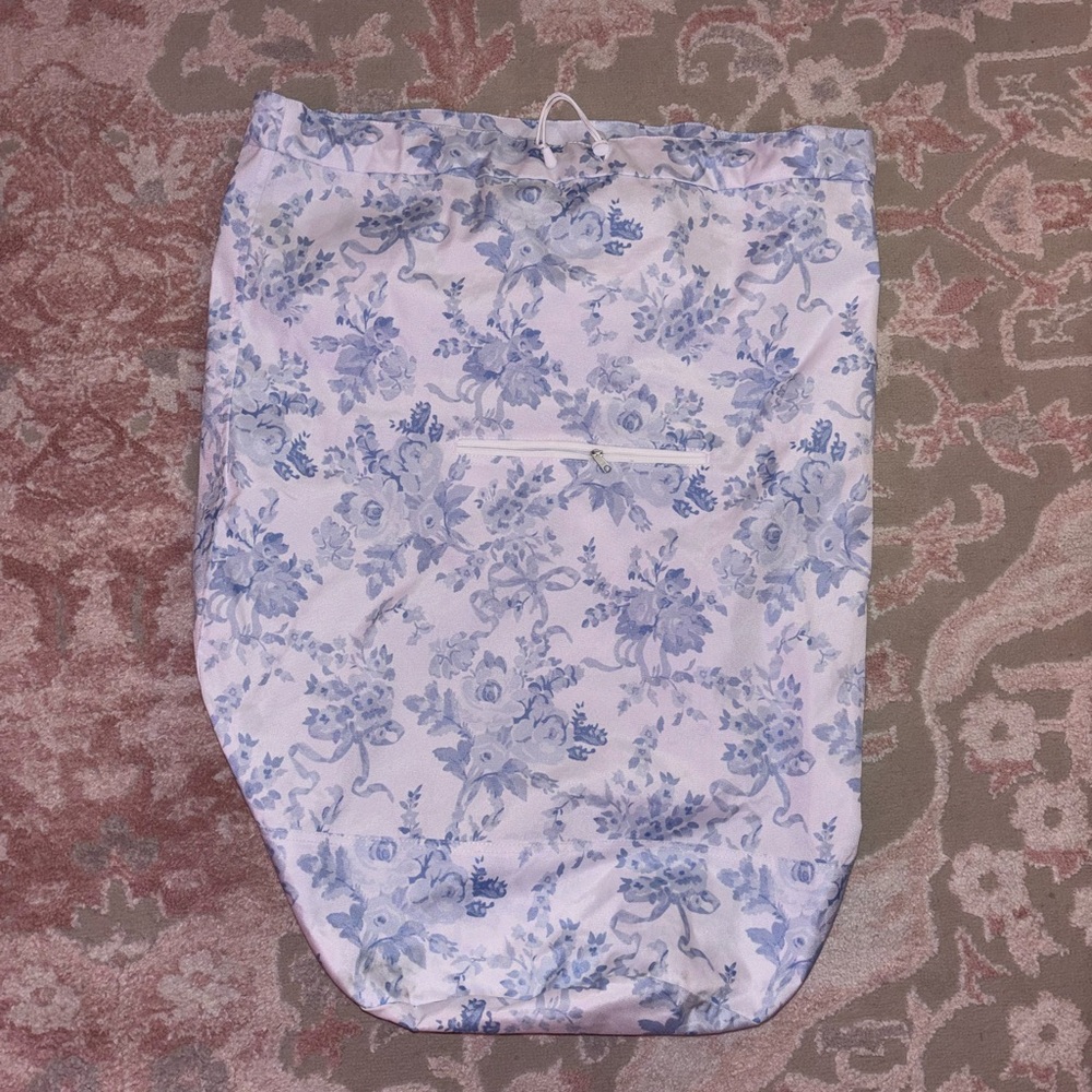 LoveShackFancy Blue Floral Laundry Bag Backpack Dorm Essentials PotteryBarnTeen